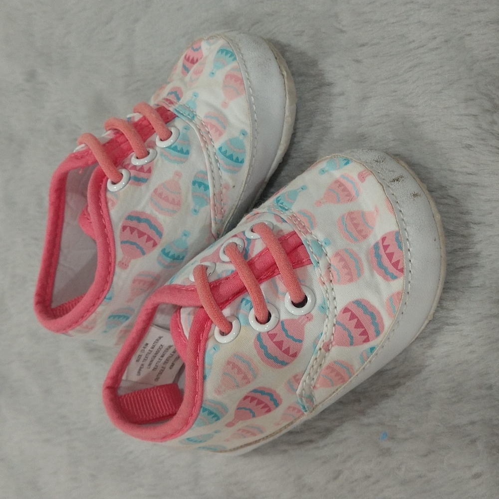 5/$15 Baby Girl Hot Air Balloon Sneaker Style Crib Shoes Size 3-6 Months